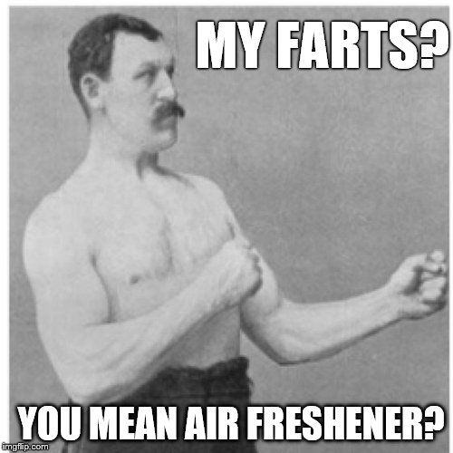 Overly Manly Man Smell | MY FARTS? YOU MEAN AIR FRESHENER? | image tagged in memes,overly manly man,fart,farts,farted,farting | made w/ Imgflip meme maker