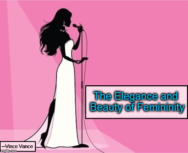 Femininity is Still Alive | The Elegance and Beauty of Femininity; ─Vince Vance | image tagged in vince vance,valiantettes,pretty in pink,it's okay to be feminine,feminine wiles,womanhood | made w/ Imgflip meme maker