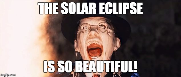 THE SOLAR ECLIPSE; IS SO BEAUTIFUL! | image tagged in solar eclipse face melt | made w/ Imgflip meme maker
