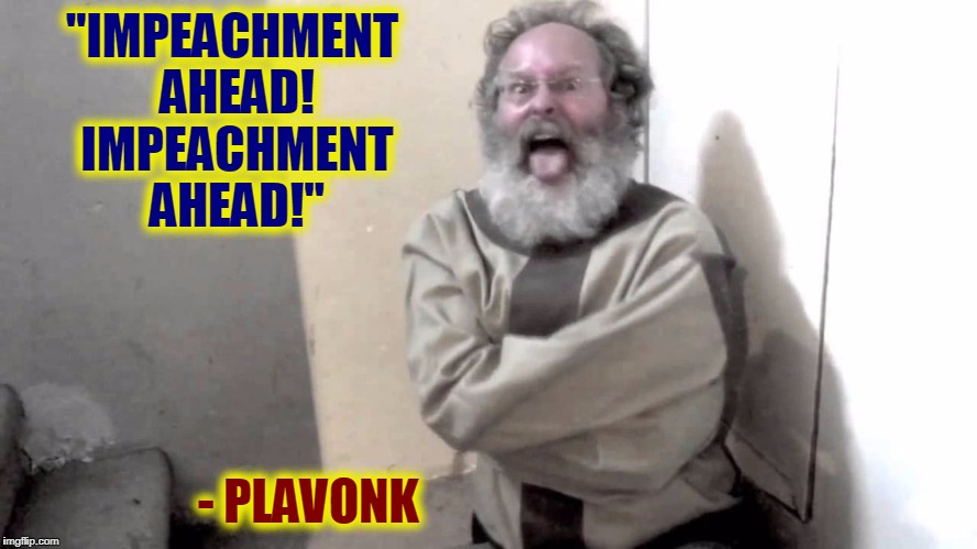 Nuts | "IMPEACHMENT AHEAD! IMPEACHMENT AHEAD!" - PLAVONK | image tagged in nuts | made w/ Imgflip meme maker