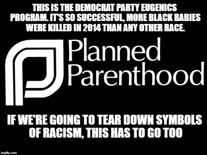 THIS IS THE DEMOCRAT PARTY EUGENICS PROGRAM. IT'S SO SUCCESSFUL, MORE BLACK BABIES WERE KILLED IN 2014 THAN ANY OTHER RACE. IF WE'RE GOING TO TEAR DOWN SYMBOLS OF RACISM, THIS HAS TO GO TOO | image tagged in white supremacy,democrat party,history | made w/ Imgflip meme maker