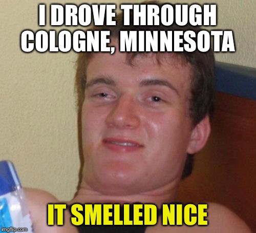 Tastes bad though | I DROVE THROUGH COLOGNE, MINNESOTA; IT SMELLED NICE | image tagged in memes,10 guy | made w/ Imgflip meme maker