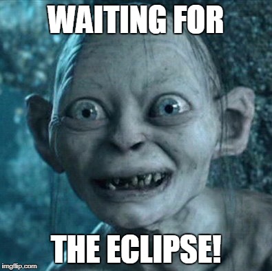Gollum Meme | WAITING FOR; THE ECLIPSE! | image tagged in memes,gollum | made w/ Imgflip meme maker