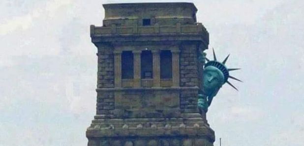 Statue of Liberty Hiding 2 Blank Meme Template