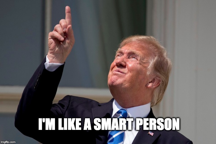 I'M LIKE A SMART PERSON | image tagged in trump,solar eclipse | made w/ Imgflip meme maker