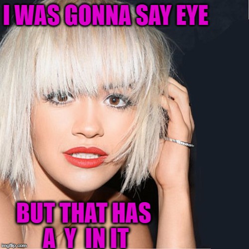 ditz | I WAS GONNA SAY EYE BUT THAT HAS A  Y  IN IT | image tagged in ditz | made w/ Imgflip meme maker