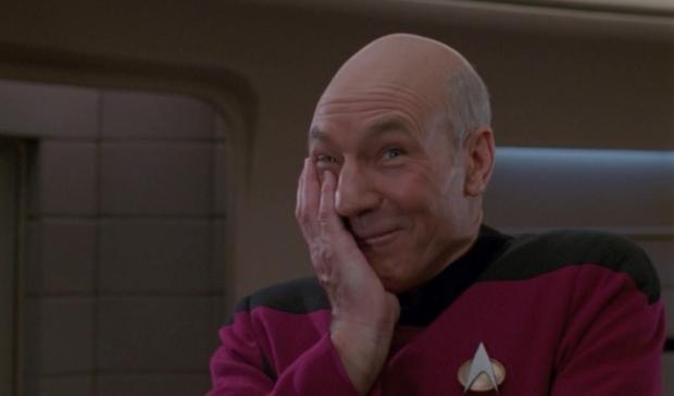 High Quality Laughing Picard Blank Meme Template