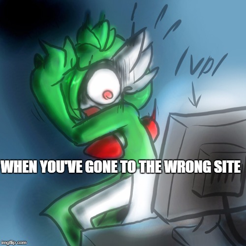 Gardevoir Computer | WHEN YOU'VE GONE TO THE WRONG SITE | image tagged in gardevoir computer | made w/ Imgflip meme maker