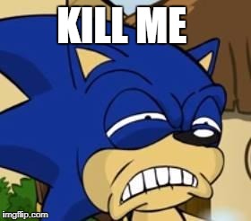 Scared sonic | KILL ME | image tagged in scared sonic | made w/ Imgflip meme maker