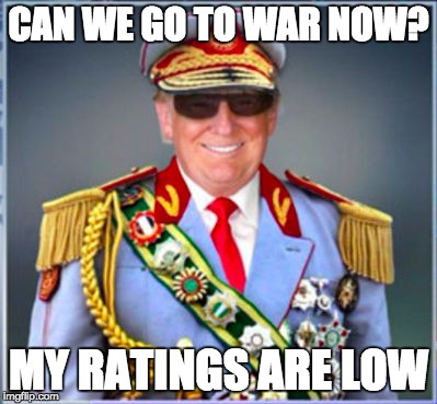 Donald Trump | CAN WE GO TO WAR NOW? MY RATINGS ARE LOW | image tagged in donald trump | made w/ Imgflip meme maker