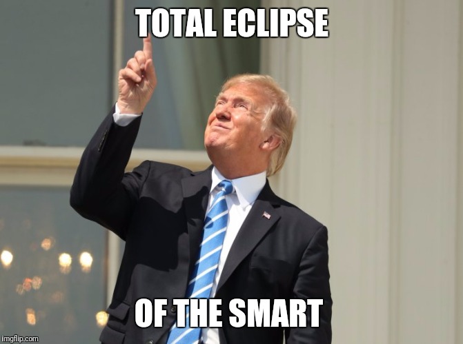trump eclipse | TOTAL ECLIPSE; OF THE SMART | image tagged in trump eclipse | made w/ Imgflip meme maker