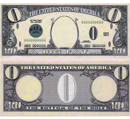 High Quality Zero dollar bill  Blank Meme Template