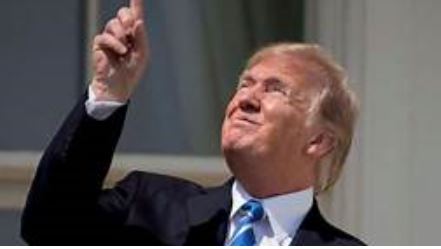 High Quality Trump views the eclipse Blank Meme Template