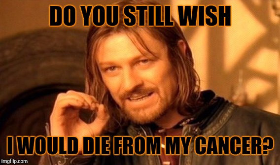 One Does Not Simply Meme | DO YOU STILL WISH I WOULD DIE FROM MY CANCER? | image tagged in memes,one does not simply | made w/ Imgflip meme maker