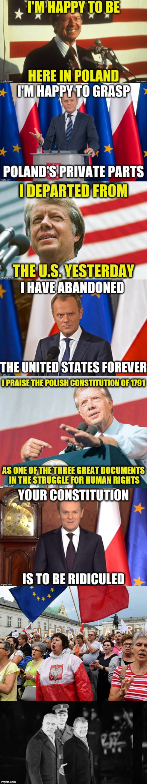 (REAL TRANSCRIPT) Of Jimmy Carter's 1977 Speech In Poland. Where A Bad Translator Led To The Most Awkward Speech In History! | image tagged in memes,funny,historical,jimmy carter,speech,translation | made w/ Imgflip meme maker