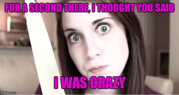 FOR A SECOND THERE, I THOUGHT YOU SAID I WAS CRAZY | made w/ Imgflip meme maker