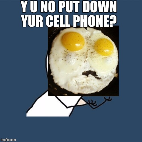 Y U No Meme | Y U NO PUT DOWN YUR CELL PHONE? | image tagged in memes,y u no | made w/ Imgflip meme maker