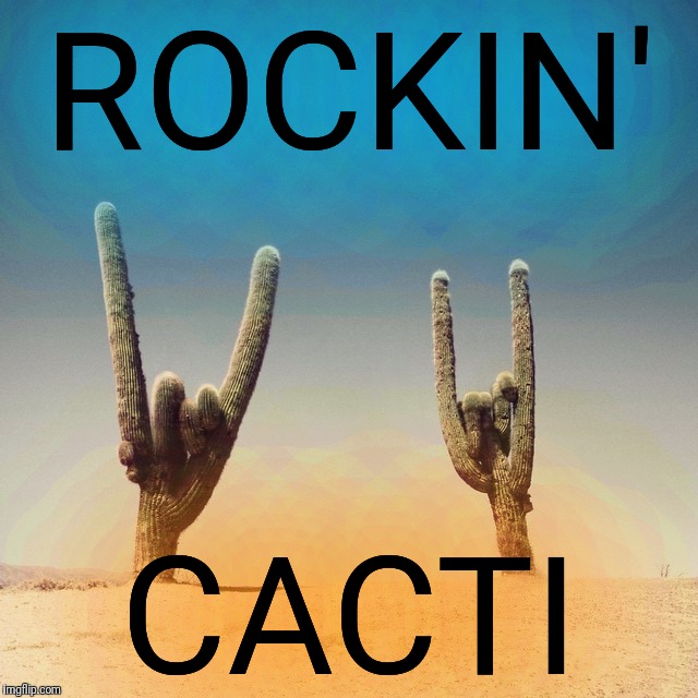 Cacti meme #2 |  ROCKIN'; CACTI | image tagged in memes,cactus,devil horns,cacti,rock music | made w/ Imgflip meme maker
