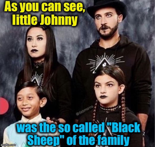Seems to be one in every family.... | As you can see, little Johnny; was the so called "Black Sheep" of the family | image tagged in little johnny/black sheep,memes,evilmandoevil,funny | made w/ Imgflip meme maker