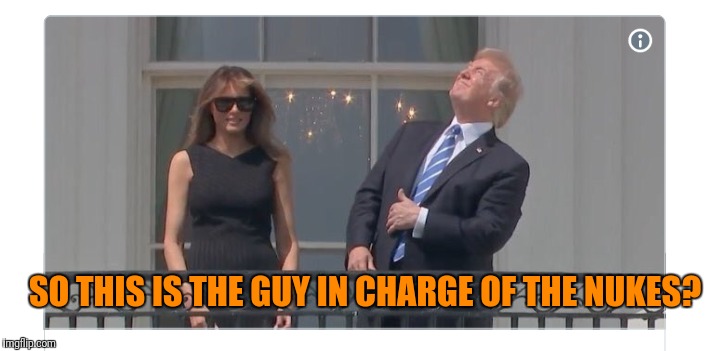 Total Eclipse | SO THIS IS THE GUY IN CHARGE OF THE NUKES? | image tagged in trump,2017,solar eclipse,this guy | made w/ Imgflip meme maker