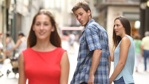 High Quality Man looking at other woman Blank Meme Template