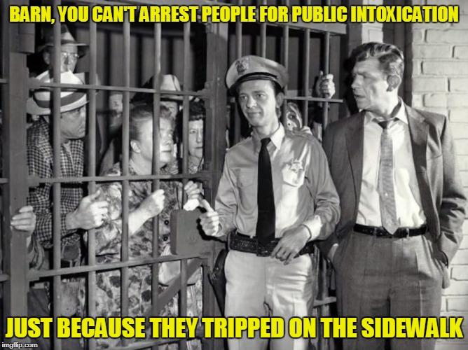 BARN, YOU CAN'T ARREST PEOPLE FOR PUBLIC INTOXICATION JUST BECAUSE THEY TRIPPED ON THE SIDEWALK | made w/ Imgflip meme maker