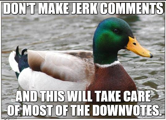 DON'T MAKE JERK COMMENTS AND THIS WILL TAKE CARE OF MOST OF THE DOWNVOTES. | made w/ Imgflip meme maker