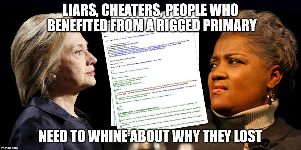 Hillary Clinton Gets Leaked Questions from Donna Brazile | LIARS, CHEATERS, PEOPLE WHO BENEFITED FROM A RIGGED PRIMARY; NEED TO WHINE ABOUT WHY THEY LOST | image tagged in rigged primaries,cheating on presidential debates,donna brazile,hillary rodham clinton what happened,hillary rodham clinton whin | made w/ Imgflip meme maker