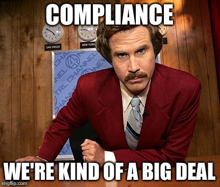 anchorman | COMPLIANCE; WE'RE KIND OF A BIG DEAL | image tagged in anchorman | made w/ Imgflip meme maker