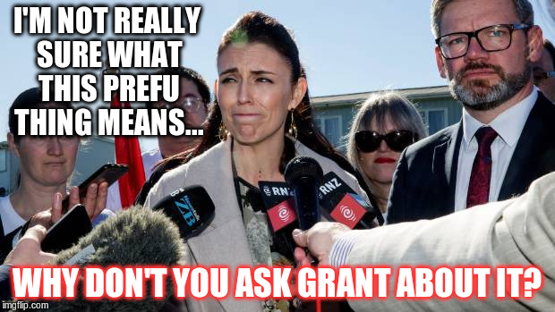 Ask me something about fish & chips | I'M NOT REALLY SURE WHAT THIS PREFU THING MEANS... WHY DON'T YOU ASK GRANT ABOUT IT? | image tagged in labour,nz,jacinda ardern | made w/ Imgflip meme maker
