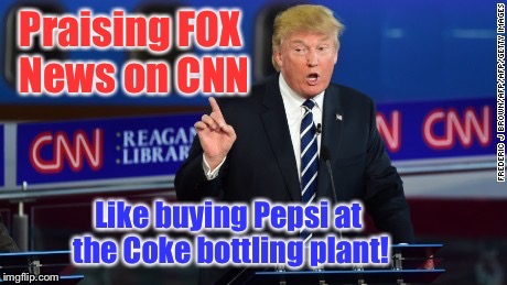 Great news slam! | . | image tagged in memes,cnn news,fox news,president trump,pepsi,coca cola | made w/ Imgflip meme maker