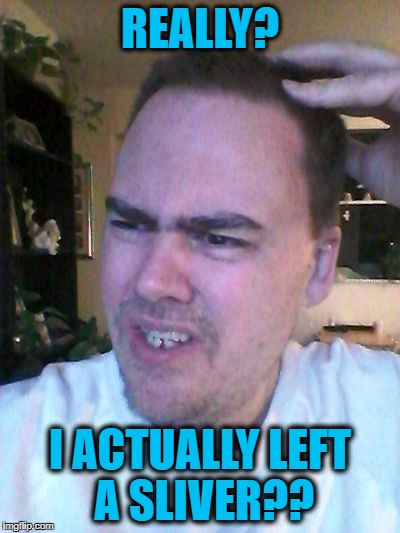 indecisive | REALLY? I ACTUALLY LEFT A SLIVER?? | image tagged in indecisive | made w/ Imgflip meme maker