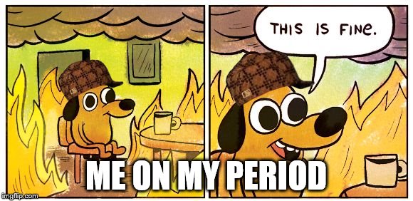 This Is Fine | ME ON MY PERIOD | image tagged in this is fine dog,scumbag | made w/ Imgflip meme maker