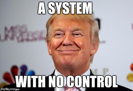 Donald trump approves | A SYSTEM; WITH NO CONTROL | image tagged in donald trump approves | made w/ Imgflip meme maker