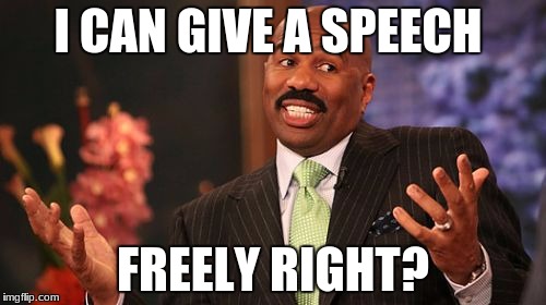 Steve Harvey | I CAN GIVE A SPEECH; FREELY RIGHT? | image tagged in memes,steve harvey | made w/ Imgflip meme maker