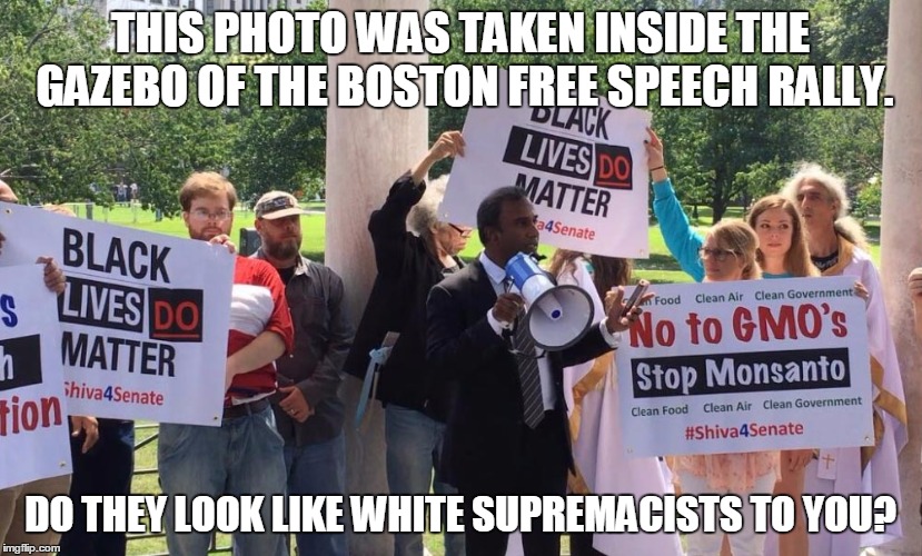40,000 Liberal Sheep Showed Up in Boston to Counter-Protest Free Speech. | THIS PHOTO WAS TAKEN INSIDE THE GAZEBO OF THE BOSTON FREE SPEECH RALLY. DO THEY LOOK LIKE WHITE SUPREMACISTS TO YOU? | image tagged in smh,liberal,sheep,free speech,counter protest | made w/ Imgflip meme maker