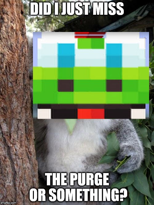 DID I MISS SOMETHING | DID I JUST MISS; THE PURGE OR SOMETHING? | image tagged in did i miss something | made w/ Imgflip meme maker