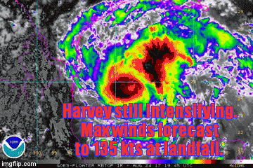Harvey still intensifying. Max winds forecast to 135 kts at landfall. | image tagged in gifs | made w/ Imgflip video-to-gif maker