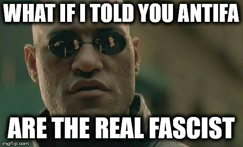 Matrix Morpheus Meme | WHAT IF I TOLD YOU ANTIFA ARE THE REAL FASCIST | image tagged in memes,matrix morpheus | made w/ Imgflip meme maker