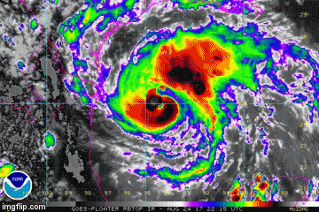 A Category 2 storm. Conditions favorable for continued strengthening. Good outflow - symmetrical CDO presentation. | image tagged in gifs | made w/ Imgflip video-to-gif maker