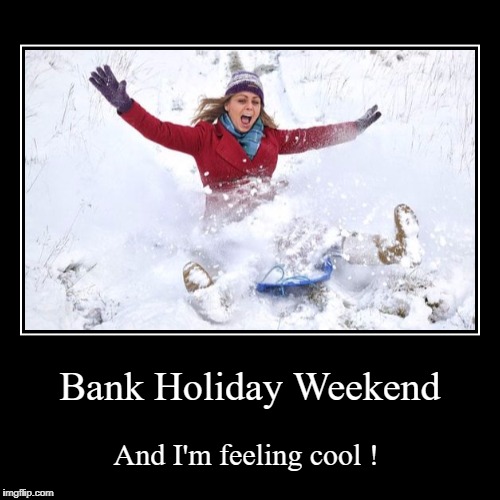 Bank Holiday | image tagged in funny,demotivationals,bank holiday,sledding,snow,friday feeling | made w/ Imgflip demotivational maker