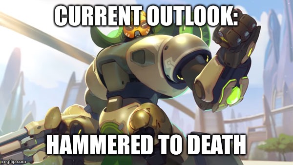 Current Outlook - Overwatch | CURRENT OUTLOOK: HAMMERED TO DEATH | image tagged in current outlook - overwatch | made w/ Imgflip meme maker