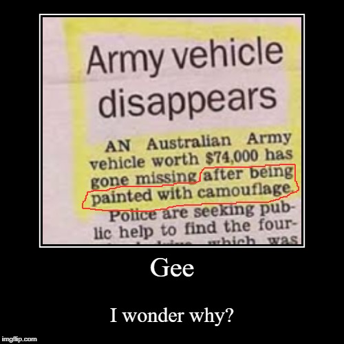 I don't know who the camouflage painter was, but our military should hire him! | image tagged in funny,demotivationals,newspaper | made w/ Imgflip demotivational maker