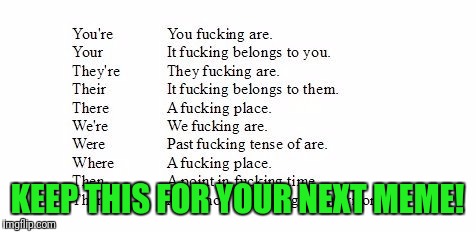 grammar nazi cheat sheet | KEEP THIS FOR YOUR NEXT MEME! | image tagged in grammar nazi cheat sheet | made w/ Imgflip meme maker