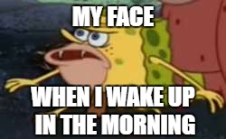 Spongegar | MY FACE; WHEN I WAKE UP IN THE MORNING | image tagged in memes,spongegar | made w/ Imgflip meme maker