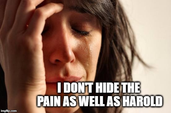 First World Problems | I DON'T HIDE THE PAIN AS WELL AS HAROLD | image tagged in memes,first world problems,hide the pain harold,pain | made w/ Imgflip meme maker