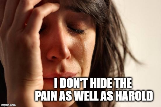 First World Problems Meme | I DON'T HIDE THE PAIN AS WELL AS HAROLD | image tagged in memes,first world problems,hide the pain harold,pain | made w/ Imgflip meme maker