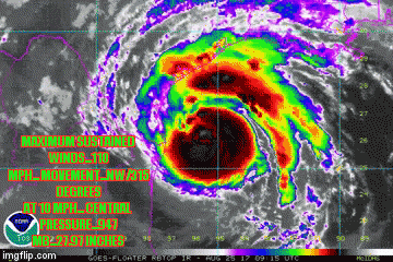 MAXIMUM SUSTAINED WINDS...110 MPH...
MOVEMENT...NW/315 DEGREES AT 10 MPH...
CENTRAL PRESSURE...947 MB...27.97 INCHES | image tagged in gifs | made w/ Imgflip video-to-gif maker
