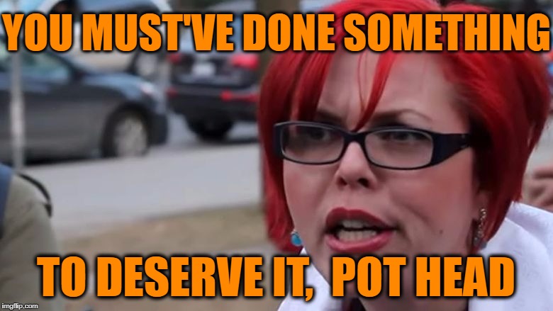  triggered | YOU MUST'VE DONE SOMETHING TO DESERVE IT,  POT HEAD | image tagged in triggered | made w/ Imgflip meme maker