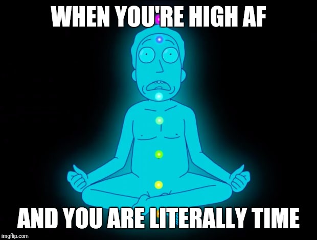 Did you take the wormhole out to dinner first? | WHEN YOU'RE HIGH AF; AND YOU ARE LITERALLY TIME | image tagged in jerry smith,wormhole,trip,high,rick and morty,time | made w/ Imgflip meme maker
